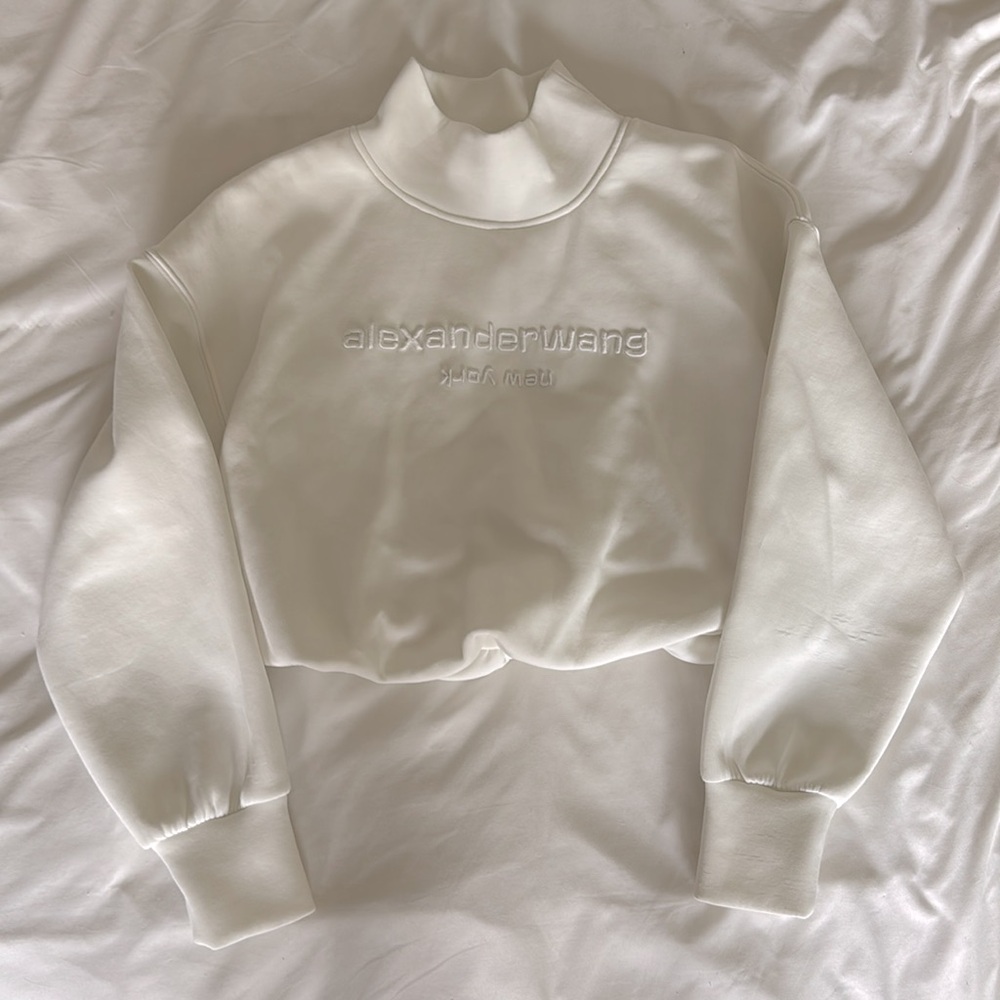 Alexander Wang White Turtleneck Cropped Sweatshirt - Picture 5 of 9